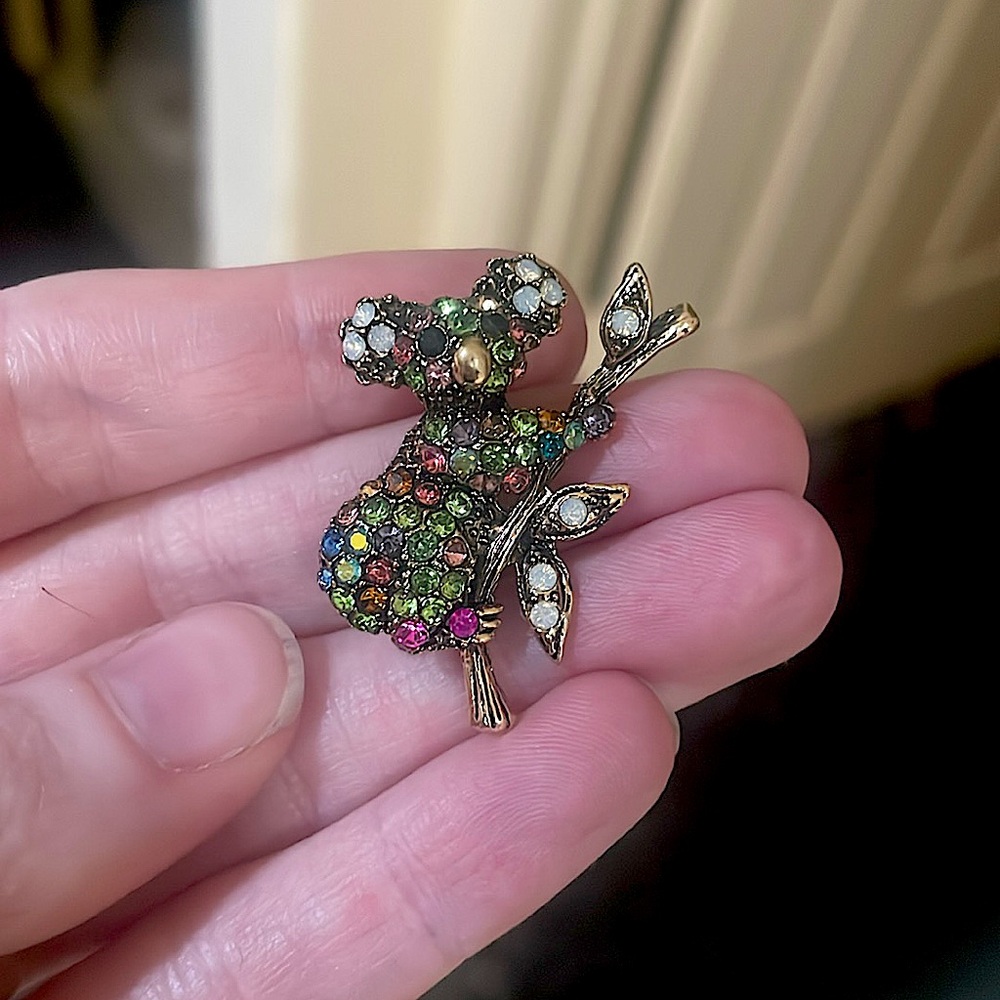 Rhinestone Koala Brooch